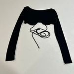 Princess Polly Black Long Sleeve Tie Front Crop Top Size 2 Y2K Party Photo 1