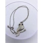 Silver Jeans Necklace - Owl silver pendant necklace rhinestone Photo 2
