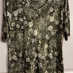 Denim + Company Women's Green Paisley Floral Print V Neck 3/4 Sleeve Top Size M Size M Photo 0
