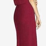 THREAD Bridesmaid Ines Chiffon Sleeveless Gown Burgundy Dessy Collection Size 18 Red Photo 1