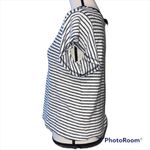 W5  size medium short sleeve black ivory striped blouse black lined neck NWOT Photo 1