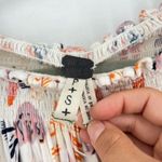 Free People  Lexington Off Shoulder Floral‎ Boho Blouse Small Tie Cuff Ivory Photo 3