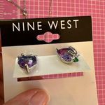 Nine West  18K sterling silver necklace 19” + earrings Set Blue purple fruit Photo 4