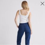 Quince NWT  Cropped Square Neck White Ribbed Tank Top Sz M Photo 3