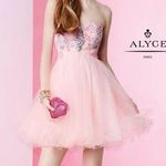 Alyce Paris 1052 Pink rhinestone corset strapless prom homecoming dress Photo 1