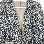 Shona joy  Buell Plunged Draped Mini Dress Leopard Size 2 Faux Wrap Cocktail Photo 5