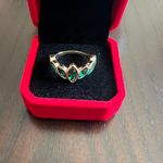 Gorgeous Gold Plated Faux Emerald Statement Ring Size 8 Photo 0