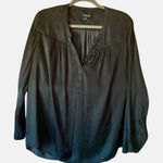 Nic+Zoe  Black Split V Long Sleeve Pullover Blouse NWOT Photo 0