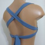 NWT Hilinker Blue Ruched Bikini Criss Cross Back High Cut Swimsuit Set Sz M Size M Photo 5