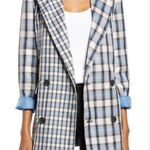 Treasure & Bond NWOT Mixed Plaids Oversized Blazer in Blue and Cream Photo 0