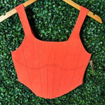 Free People  Movement String Core Corset Crop M/L Flame Orange NWT Photo 0