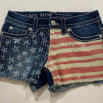 Knox Rose American Flag Sequin Denim Shorts Women’s Size 2/26 Mid Rise Distresse Photo 0