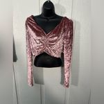 WAYF  Pink Velveteen Crop Top Size Small NWOT Photo 1