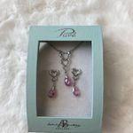 Adrian Buckley NIB  England Jewellery Hearts Necklace and Earrings Set, Pink Photo 2