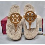 Tory Burch Women's Miller Cloud Medallion Shearling Thong Sandals Size 9 NEW Photo 1