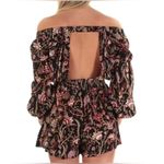 Free People Women's Floral Boho Open Back Long Sleeve Short Romper Medium Photo 1