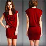 Alice + Olivia  MAROON BURGUNDY WINE GLITTER METALLIC DRAPEY COWL NECK MINI DRESS Photo 2
