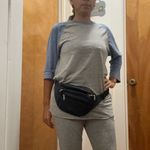 Unisex Blue Leather Waist Bag fanny pack Photo 3