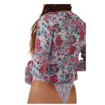Free People Intimately Red Floral Ruffle Lace Thong Bodysuit Top Long Sleeve S Photo 1