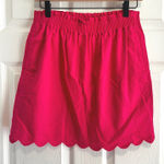 J.Crew  Scalloped Hem Skirt Hot Pink Linen Blend Elastic Waist Women's Size 4 Photo 0