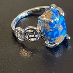 Mixed 3 color gemstone S925 silver ring size 6 Photo 1