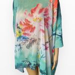 Missy Plus Floral Chiffon Caftan Poncho/ Coverup OS Green Size undefined Photo 4
