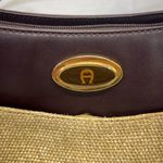 Etienne Aigner VTG WOVEN JUTE/LEATHER PURSE ADJUSTABLE STRAP 12x7x4 PREOWNED Photo 1
