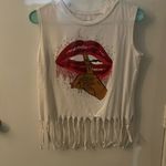 On Fire  Not Today Fringed Tassel Muscle T-shirt M Festival Cowgirl Rocker Boho Photo 1