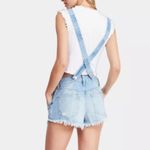 Free People Denim June Shortalls Romper Moonbeam Blue Distressed Boho Sz 25 Photo 2