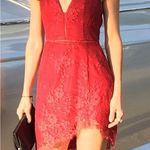 NBD Backless Red Lace asymmetrical Dress Photo 0