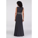 Alex Evenings Long Jersey V-Neck Gown with Beaded Waist Photo 2