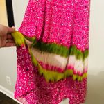 Tanya Taylor Women's Pink Silk Luciana Print Ruffle Midi Dress Size 8 Photo 4