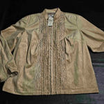Coldwater Creek NWT  Womens‎ Gold Full Zip Faux Suede Jacket Shirt 1X Photo 0