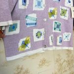 Vintage Susan Bristol purple dragon fly granny patchwork cardigan sweater L NWT Size L Photo 2