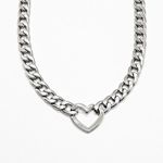 Heart Curb Chain Choker Silver Photo 2