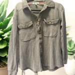 Briggs Waffle Knit Button Down Shirt Oversized Small Green Photo 0