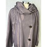 Gallery Smoky Lavender Gray Textured Hooded A-Line Coat Trench L Artsy Lagenlook Photo 6