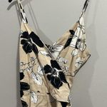 Dotti Black & Beige Floral Jumpsuit adjustable straps and zipper closure Tan Size 10 Photo 1