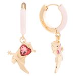 Betsey Johnson  Cowboy Boot Enamel Huggie Hoop Earrings Photo 1