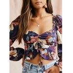 Band of Gypsies B.O.G. Collective Band of the Free Floriane Floral Long Sleeve Crop Blouse Photo 0
