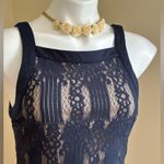 Bleuh Ciel  Blue Lace/Cream Nylon Midi Sleeveless Dress SZ M Zipper in Back Photo 1
