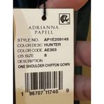 Adrianna Papell  One‎ Shoulder Chiffon Long Gown Hunter Size 8 Formal Wedding Photo 6