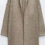 ZARA Tan Ribbed Knit Long Coat Cardigan Jacket Photo 10