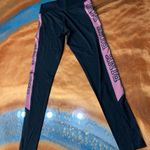 PINK - Victoria's Secret VS PINK Black and pink Logo workout leggings size small sheer accent Photo 3