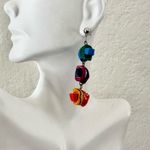 Colorful wood fish drop earrings Photo 1
