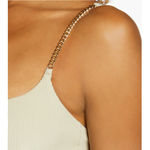 We Wore What  Chain Cami Bra Top Ribbed Cropped Khaki Revolve Athleisure Large NWT Photo 5