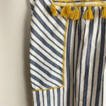 Uncle Frank Blue and White Striped Yellow Embroidery Boho Tassel Dress Photo 5