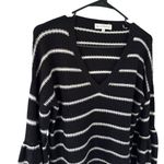 White + Warren Black Striped Balloon Sleeve Sweater Size M Photo 2