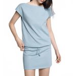 Mango  Elastic Waist Cotton Dress Sky Blue NWT Teen's Small Photo 2