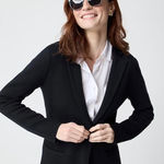 J.Crew Women's Schoolboy Sweater Blazer Knit Black Size Large Petite Classic Photo 0